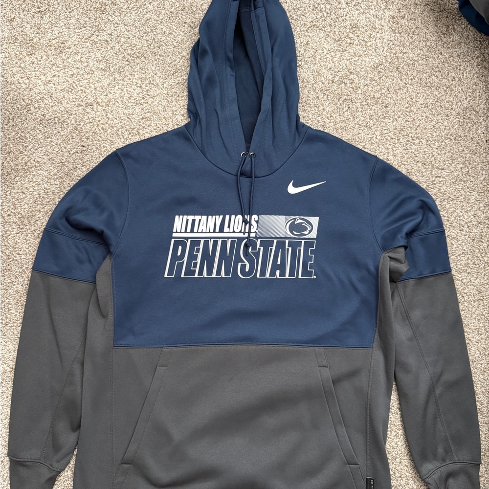 MENS NIKE PENN STATE NITTANY LIONS PULLOVER HOODIE Navy Blue/Gray
